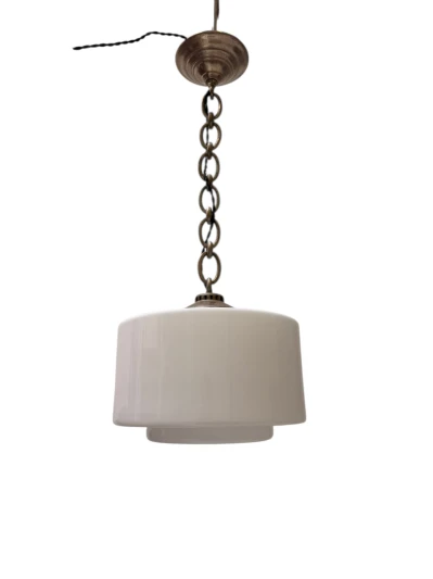 Art Deco Pendant Lamp with Original Milk Glass Shade, 1930s
